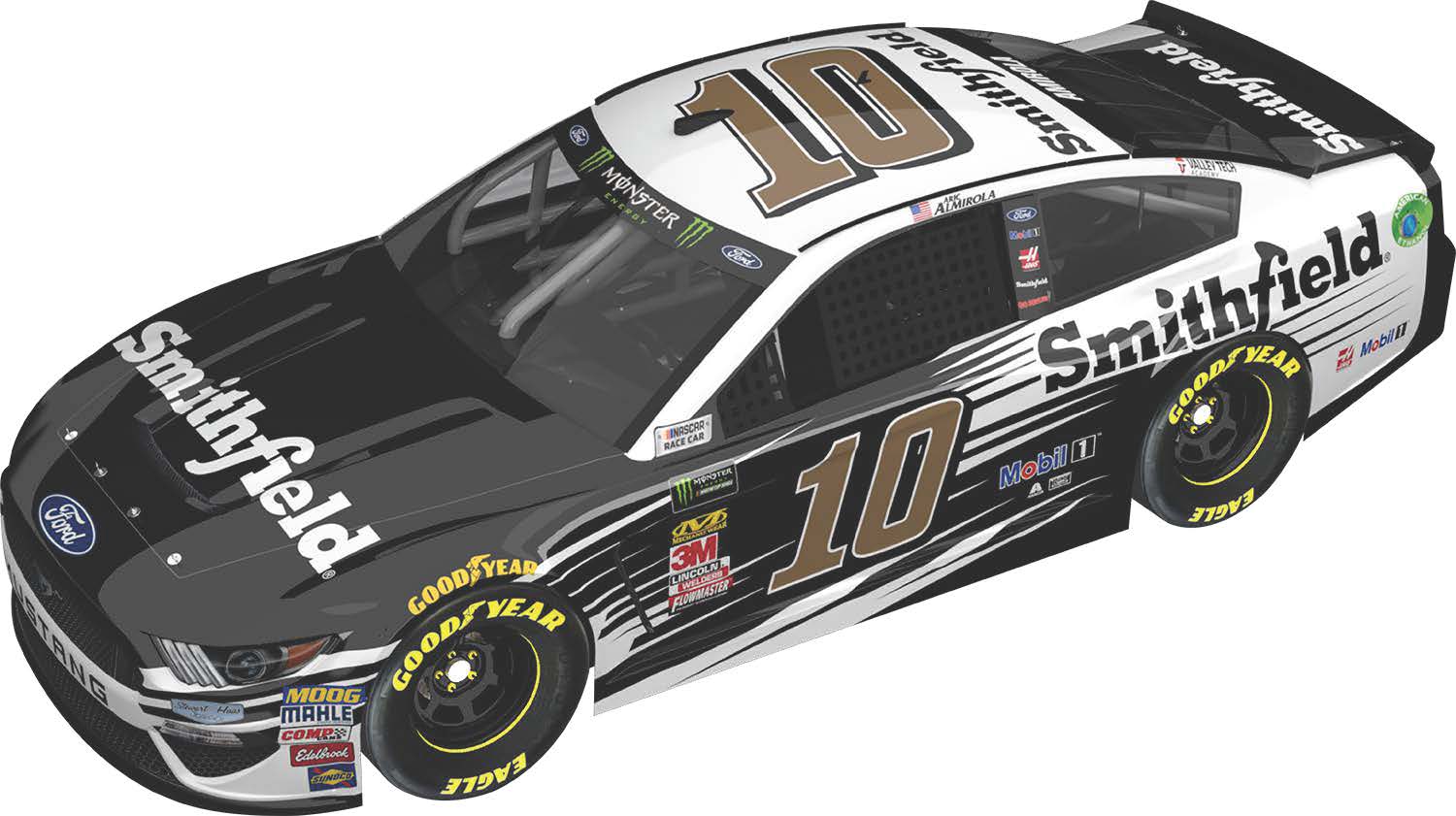 2019 1/24 #10 Aric Almirola “Smithfield “ Mustang-Color Chrome 1 of 72 In Stk 