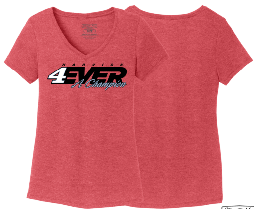 Kevin Harvick Stewart-Haas Racing Ladies V-Neck 4EVER Logo T-Shirt Red