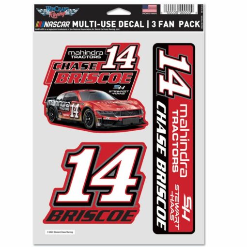 Chase Briscoe 2024 Mahindra Tractors Stewart-Haas Racing  3 Pack Fan Decals